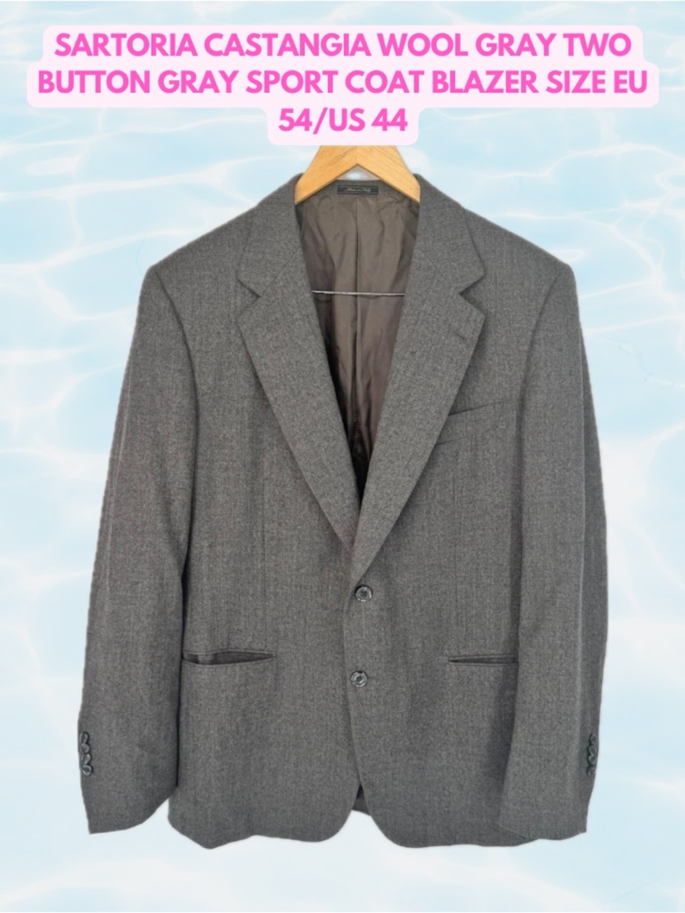 Sartoria Castangia Wool Gray Two Button Gray Sport Coat Blazer Size EU 54/US 44